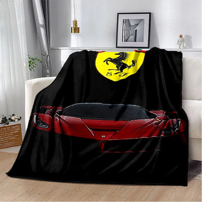 3D F-Ferrari Coupe Racing Car Flannel Blanket Soft Warm Throw Blanket for Bedroom Living Room Bed Travel Camping Picnic Gift